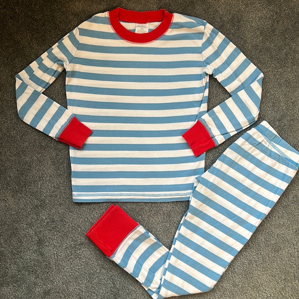 Mini Boden Boys’ Blue Striped Pajama Set